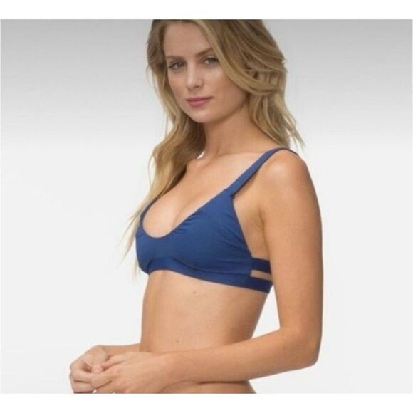 Tavik Swimwear Coco Scoop Neck Bikini Swim Top Blue Cage Strappy S Beach Summer - Picture 10 of 10